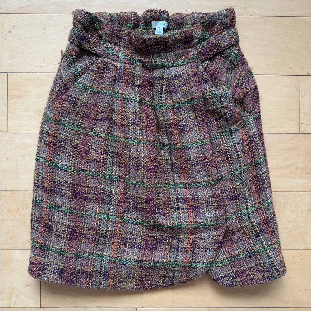 Anthropologie Odille Wool Blend Plaid Skirt, Sz 4, boucle, preppy classic office - Picture 13 of 13